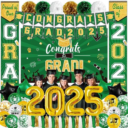 Ouddy Life Purple and Gold Decorations Class of 2025 ، 61pcs حفلات التخرج لحفلات التخرج تهانينا خلفية بانر باب الشرفة الأرجواني الذهب النجمة بالون للكلية الحرم الجامعي ديكور المدرسة in Saudi Arabia