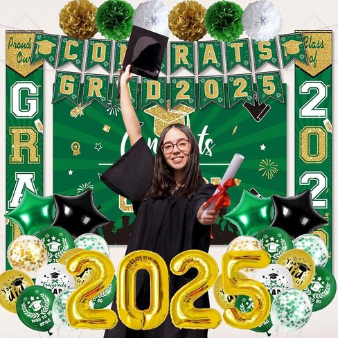 Ouddy Life Purple and Gold Decorations Class of 2025 ، 61pcs حفلات التخرج لحفلات التخرج تهانينا خلفية بانر باب الشرفة الأرجواني الذهب النجمة بالون للكلية الحرم الجامعي ديكور المدرسة in Saudi Arabia