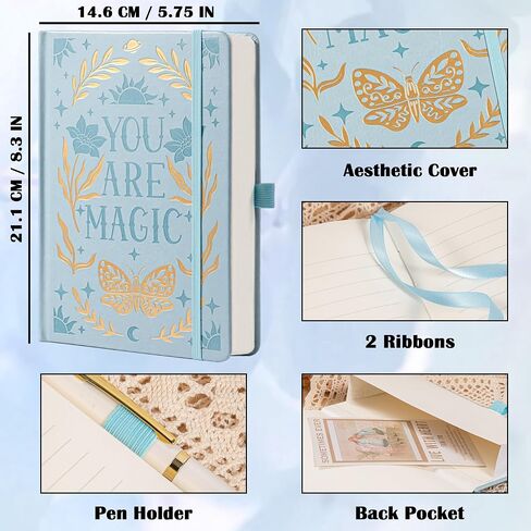 College Rule Notebook for Women Men, 318 Numbered Pages Journal, A5 Butterfly Floral Journals for Writing, Aesthetic Notebooks, Work School Note Taking, 5.4" x 8.4" in Saudi Arabia