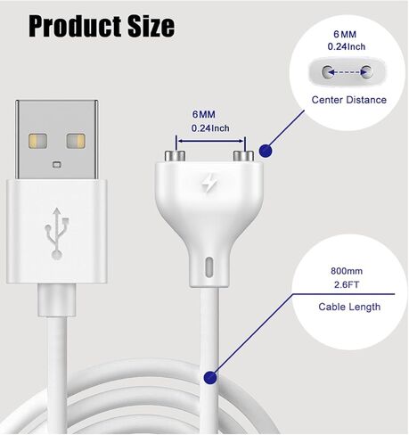 2.6Ft Magnetic USB DC Charger Cable Replacement Charging Cord (7mm(0.27in)) 2Pack in Saudi Arabia