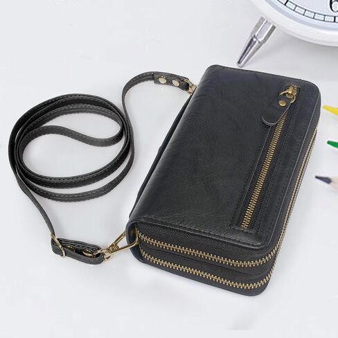 Harryshell Compatible with Samsung Galaxy S25+ Plus Case Wallet Multi Zipper Detachable Removable Cover Purse with Card Slots Holder Mirror Crossbody Wrist Strap for 6.7 inch (Crocodile Teal) in Kuwait