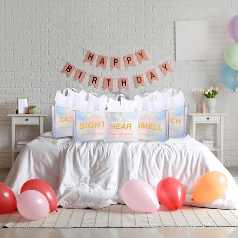 Sweetude 5 Senses Gift Bags for Him Her with Handles Tissue Paper for Mothers Fathers Day Wedding Anniversary Birthday Party(Iridescent) in Kuwait