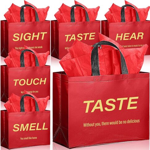 Sweetude 5 Senses Gift Bags for Him Her with Handles Tissue Paper for Mothers Fathers Day Wedding Anniversary Birthday Party(Iridescent) in Kuwait