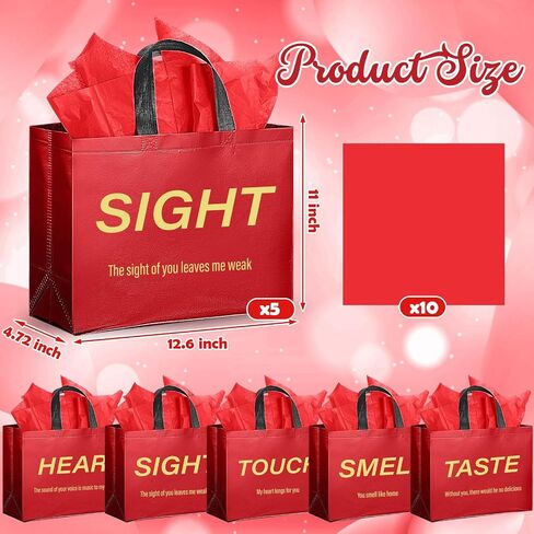 Sweetude 5 Senses Gift Bags for Him Her with Handles Tissue Paper for Mothers Fathers Day Wedding Anniversary Birthday Party(Iridescent) in Kuwait