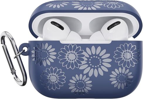 Compatible with Airpods Pro 2nd/1st Generation Case Cover Women Girls, Sunflower Engraved Silicone Case for Airpod Pro Case Cover, Cute Flower Case for Airpods Pro 2 1 Case with Keychain (Yellow) in Saudi Arabia