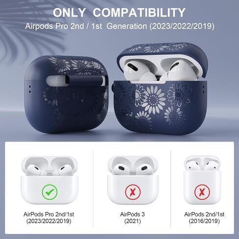 Compatible with Airpods Pro 2nd/1st Generation Case Cover Women Girls, Sunflower Engraved Silicone Case for Airpod Pro Case Cover, Cute Flower Case for Airpods Pro 2 1 Case with Keychain (Yellow) in Saudi Arabia