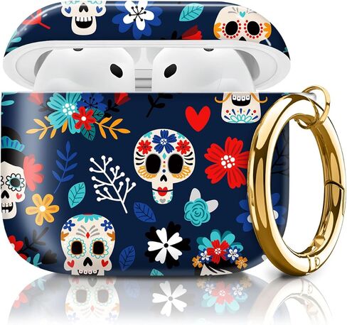 Compatible with AirPods 4th Generation Case 2024, Shockproof Cover with Golden Buckle for Women & Girls, Protective Anti-Drop Design(Cute Cartoon Flower) in Kuwait