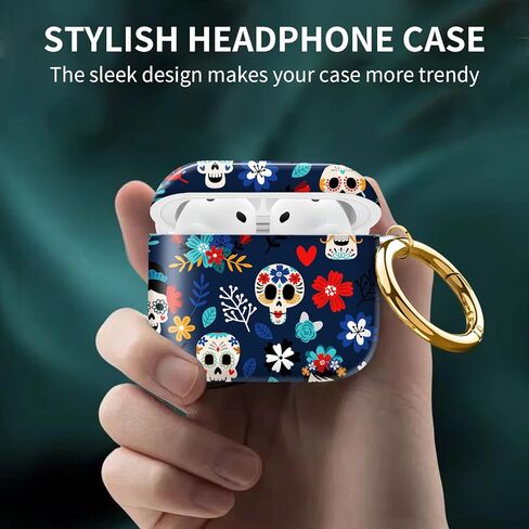 Compatible with AirPods 4th Generation Case 2024, Shockproof Cover with Golden Buckle for Women & Girls, Protective Anti-Drop Design(Cute Cartoon Flower) in Kuwait