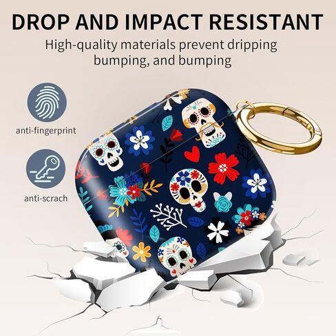 Compatible with AirPods 4th Generation Case 2024, Shockproof Cover with Golden Buckle for Women & Girls, Protective Anti-Drop Design(Cute Cartoon Flower) in Kuwait