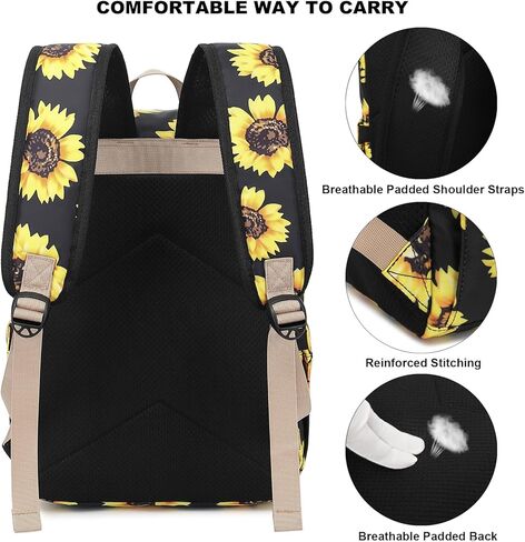 حقيبة الظهر Daisy Laptop for Women Girls ، 15.6 بوصة على الظهر المدارس الكلية السفر Daypack غير الرسمية (أسود) in Kuwait