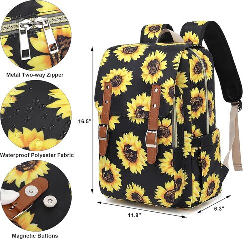 حقيبة الظهر Daisy Laptop for Women Girls ، 15.6 بوصة على الظهر المدارس الكلية السفر Daypack غير الرسمية (أسود) in Kuwait