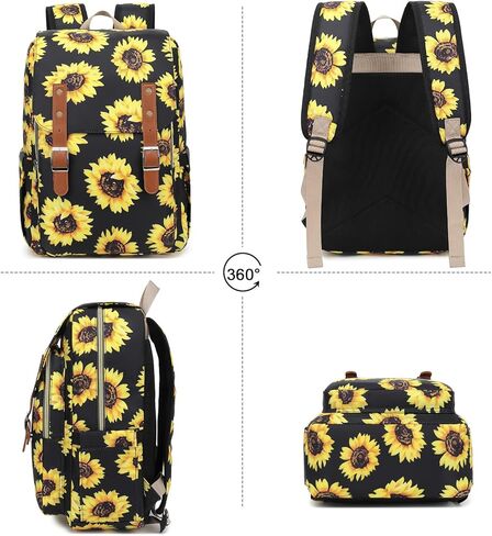 حقيبة الظهر Daisy Laptop for Women Girls ، 15.6 بوصة على الظهر المدارس الكلية السفر Daypack غير الرسمية (أسود) in Kuwait