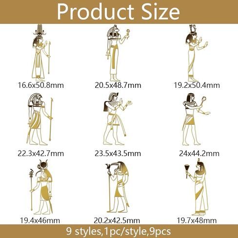 OLYCRAFT 9pcs 1.6x1.6 Inch Gods of Egypt Metal Stickers Egyptian Characters Self Adhesive Gold Stickers Egypt Theme Metal Gold Stickers for Scrapbooks DIY Resin Crafts Phone Decor in Saudi Arabia