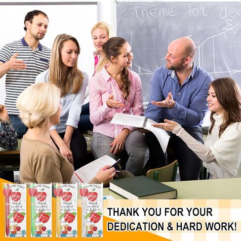 Kosiz 24 Sets Teachers Appreciation Gifts Bulk Teacher Gifts for Women Men Include Retractable Ballpoint Pens Thank You Keychain Inspirational Greeting Card with Ties (Apple) in Saudi Arabia
