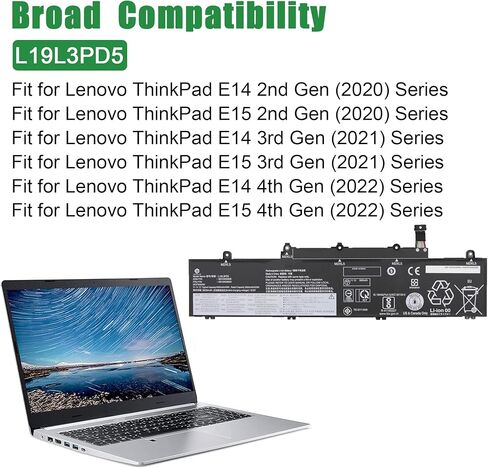 L20L3P71 SB11A14634 5B11A14635 Laptop Battery Replacement for Lenovo ThinkPad X13 Yoga Gen 2 2021 Gen 3 2022 Series L20M3P71 SB11A13105 5B11A13107 L20C3P71 SB11A13106 5B11A13108 11.61V 52.8Wh in Kuwait