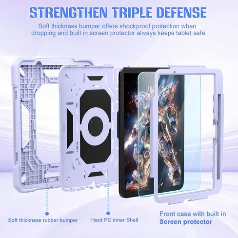 KCJ for iPad Air 11-inch Case M2 (2024),with Tempered Glass Screen Protector,Rugged Protective Case with Folding Stand/Pencil Holder/Shoulder Strap for iPad Air 11/Air 6th Generation (Blue+Yellow) in Saudi Arabia