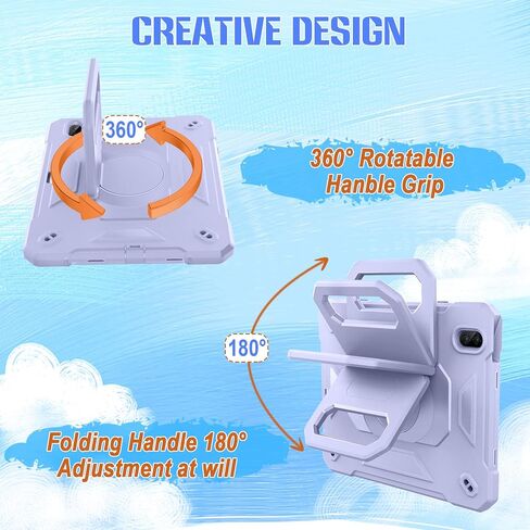 KCJ for iPad Air 11-inch Case M2 (2024),with Tempered Glass Screen Protector,Rugged Protective Case with Folding Stand/Pencil Holder/Shoulder Strap for iPad Air 11/Air 6th Generation (Blue+Yellow) in Saudi Arabia