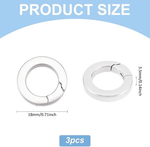 UniCraftale 3pcs حلقات بوابة الربيع من الفولاذ المقاوم للصدأ الربيع المفاجئة خطافات المشبك المشتات carabiner مقاطع جولة o حلقات المشبكات مشبك مفاتيح المعاد in Saudi Arabia
