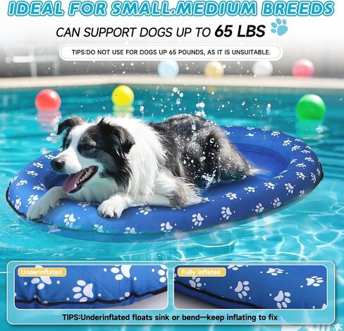 Inflatable Dog Float for Small Dogs, Up to 60 Lbs, Foldable & Puncture-Resistant Doggy Float for Pool, Portable Dog Float Bed Pet Swimming Accessory, Pet-Friendly Outdoor Fun, Blue in Saudi Arabia
