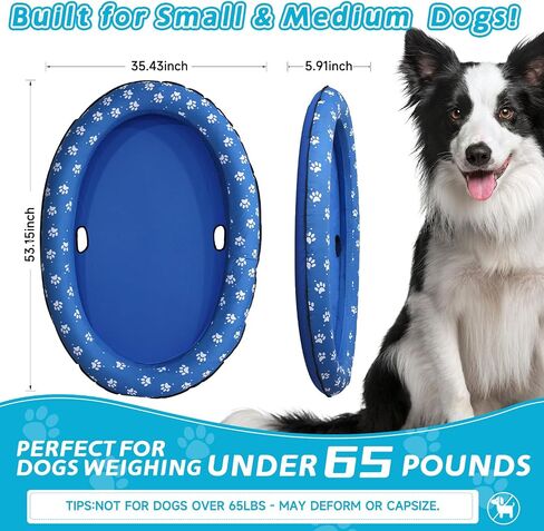 Inflatable Dog Float for Small Dogs, Up to 60 Lbs, Foldable & Puncture-Resistant Doggy Float for Pool, Portable Dog Float Bed Pet Swimming Accessory, Pet-Friendly Outdoor Fun, Blue in Saudi Arabia