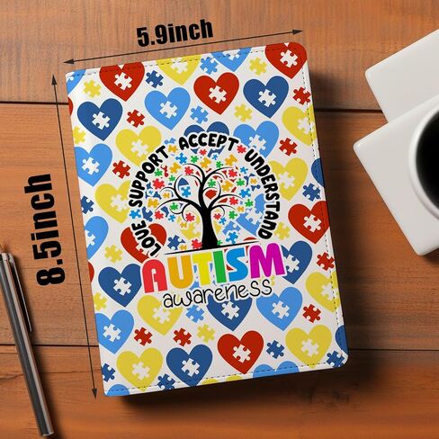 Autism Awareness Gift Autism Teacher Leather Journal Appreciate Gifts for Autism Mom Autism Puzzle Piece Lined Paper Diary (Journal-Autism Awareness) in Saudi Arabia