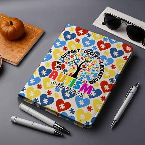 Autism Awareness Gift Autism Teacher Leather Journal Appreciate Gifts for Autism Mom Autism Puzzle Piece Lined Paper Diary (Journal-Autism Awareness) in Saudi Arabia