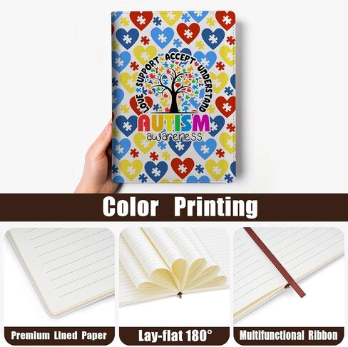 Autism Awareness Gift Autism Teacher Leather Journal Appreciate Gifts for Autism Mom Autism Puzzle Piece Lined Paper Diary (Journal-Autism Awareness) in Saudi Arabia