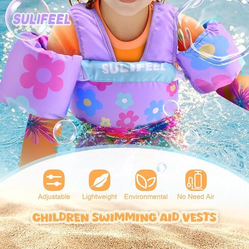 سترة سباحة للأطفال من SULIFEEL تطفو على الماء بوزن 22-66 كجم للفتيات والفتيان، مع أجنحة مياه للذراع للأطفال من عمر 2-6 سنوات in Kuwait