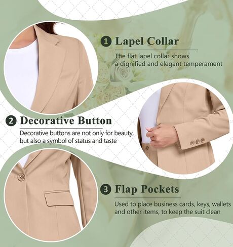 Women's Suits for Work Professional, 2 Piece Office Work Suit Set, Slim Fit One Button Blazer Jacket and Pants Set in Kuwait