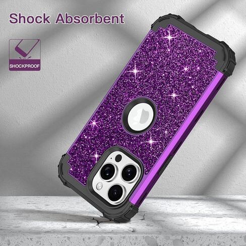 LONTECT for iPhone 14 Plus Case Glitter Sparkly Bling Shockproof Heavy Duty Hybrid Sturdy High Impact Protective Cover Case for Apple iPhone 14 Plus, Shiny Purple in Saudi Arabia