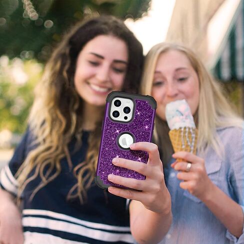 LONTECT for iPhone 14 Plus Case Glitter Sparkly Bling Shockproof Heavy Duty Hybrid Sturdy High Impact Protective Cover Case for Apple iPhone 14 Plus, Shiny Purple in Saudi Arabia