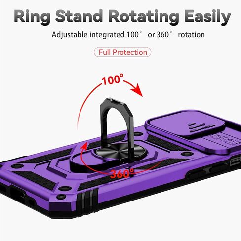 for iPhone 13 Mini Case with Camera Lens Cover HD Screen Protector, Dual Layer Military Grade Drop Protection Magnetic Ring Holder Kickstand Protective Phone Case for iPhone 13 Mini 5.4 inch (Navy) in Kuwait