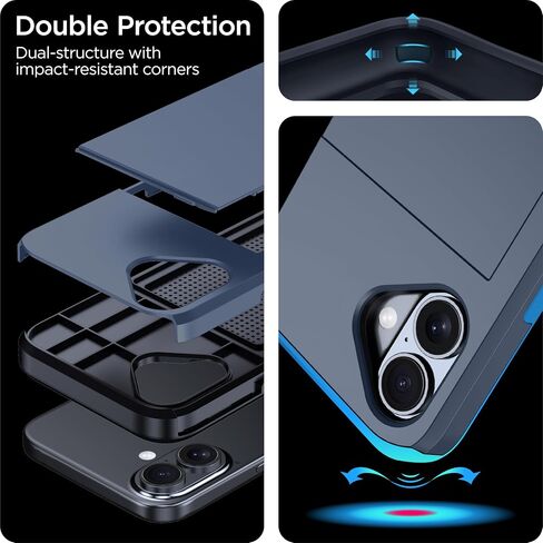 harusaki iPhone 16 Wallet Case with Hidden Card Slot - Wireless Charging Compatible iPhone 16 Case with Card Holder for Men and Women (Black) in Saudi Arabia