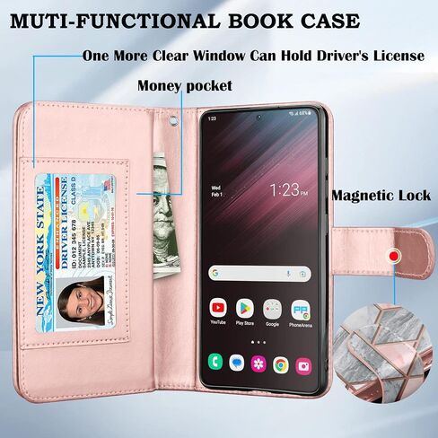 Takfox Wallet Case for Samsung Galaxy S23 Plus, Galaxy S23 Plus Case, PU Leather Credit Card Holder Phone Case [9 Card Slots] Folio Flip Detachable Magnetic Cover Kickstand & Carrying Strap-Wine Red in Kuwait