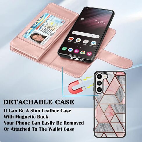 Takfox Wallet Case for Samsung Galaxy S23 Plus, Galaxy S23 Plus Case, PU Leather Credit Card Holder Phone Case [9 Card Slots] Folio Flip Detachable Magnetic Cover Kickstand & Carrying Strap-Wine Red in Kuwait