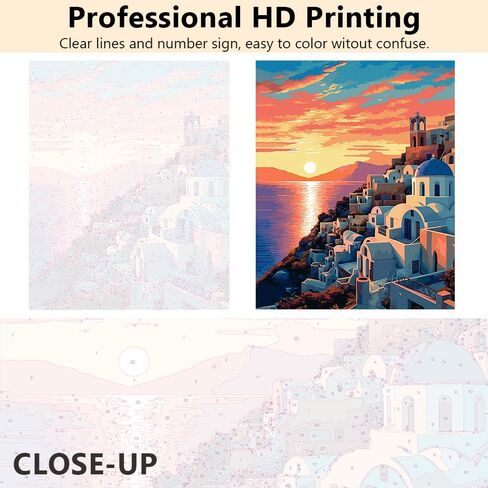 TUMOVO DIY Painting by Numbers for Adults, Aegean Sea Paint by Numbers, 16X20 Inch Adults Paint by Number Kits on Canvas, Greek Seaside Houses Color by Number Flameless Art Kits in Saudi Arabia