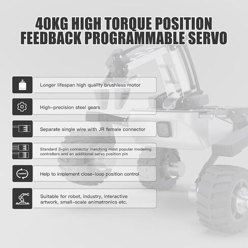 AGFRC 40KG High-Torque RC-Servo Motor - Full Metal Gear Waterproof Brushless Programmable Standard Servo with Position Feedback (IA73BHLW) in Kuwait