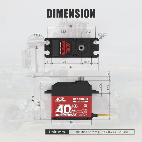 AGFRC 40KG High-Torque RC-Servo Motor - Full Metal Gear Waterproof Brushless Programmable Standard Servo with Position Feedback (IA73BHLW) in Kuwait