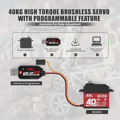 AGFRC 40KG High-Torque RC-Servo Motor - Full Metal Gear Waterproof Brushless Programmable Standard Servo with Position Feedback (IA73BHLW) in Kuwait
