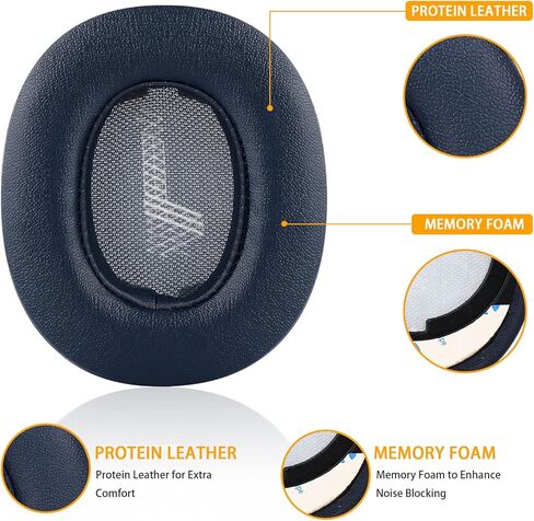 Replacement Memory Foam & Protein Leather Ear Cushion Pads Cover for JBL E55 E55BT Quincy Edition Over-Ear Headphones ONLY (Black) in Kuwait