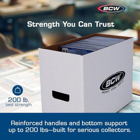 صندوق تخزين هزلي قصير من BCW | ورق مموج أبيض فاخر، 200 رطل. قوة الاختبار | قابلة للتكديس، تحمل 150-175 كاريكاتير العصر الحالي والفضي | تخزين الكتب المصورة للرسوم الهزلية القابلة للتحصيل in Kuwait