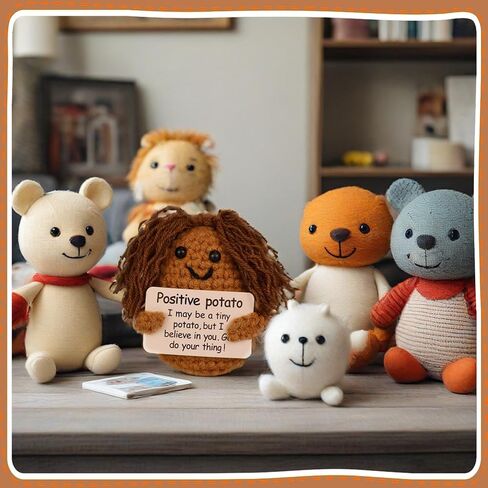 Funny Knitted Black Girl Doll with Positive Card - Adorable Long Hair Crochet Potato, Handmade Gift for Friends, Kids, Family, Coworkers - Unique Encouragement Present for Birthday, Christmas, Easter in Saudi Arabia