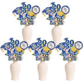 30 ديكورات التخرج حزمة 2025 ، فئة 2025 زخارف حفلات الدراسات العليا - تخرج الأزرق والذهبي العصي من الجداول ، مستلزمات ديكور الدراسات العليا ، القبعات العليا للمدرسة الكلية الثانوية