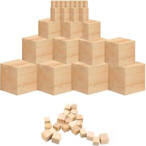 50 PCS مكعبات خشبية 0.4 بوصة 0.5 بوصة 1 بوصة 2 بوصة كتل خشبية غير مكتملة أحجام أحجام كتل مربعة خشبية طبيعية لصنع الألغاز المصنوعة من النحت ومشاريع ديي ديكور المنزل