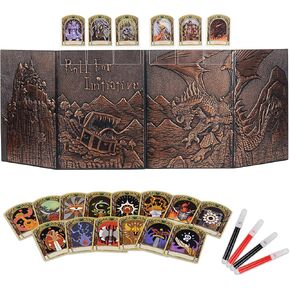 شاشة DND Faux Leather Dungeon Master Master ومبادرة ومبادرات القتال مع بطاقات إدراج