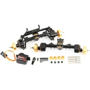 RCAWD 12mm Widen & 30% Upgrades 12T Gear SCX24 Portal Axle Set 160g & Brass Weights Hex, Shell & 8g RC Servo & Servo Mount for Bronco C10 Deadbolt Wrangler JLU CRC JT Gladiator Dodge Power Wagon