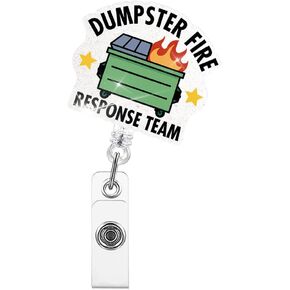 Dumpster Fire Response Team Team Begge Beads Retractable Blitter مع مقطع ، حامل شارة مضحكة لاستجابة النار فريق ICU Er Medical Assistant غرفة الطوارئ