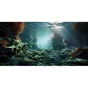 AWERT 36x20 inches Polyester Ocean Floor Aquarium Background Undersea Stone Aquarium Background Underwater Fish Tank Background