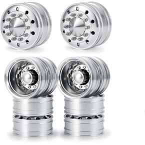 QUE-T 4pcs Metal Rear Wheel Rims Wheel Hubs with 2pcs Front Wheel Hubs for 1:14 Tamiya Trailer Tractor Truck Climbing Upgrade