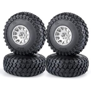 2.2 بوصة من حافات العجلة Beadlock Rims إطارات محددة إطارات مطاطية 140 مم مع الإسفنج لـ 1/10 محوري SCX10 Wraith 90048 RBX10 D90 RC Rock Crawler Car (Silver)